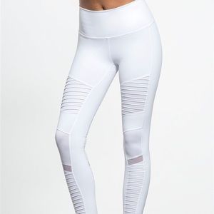 White Alo Yoga White Moto Leggings
